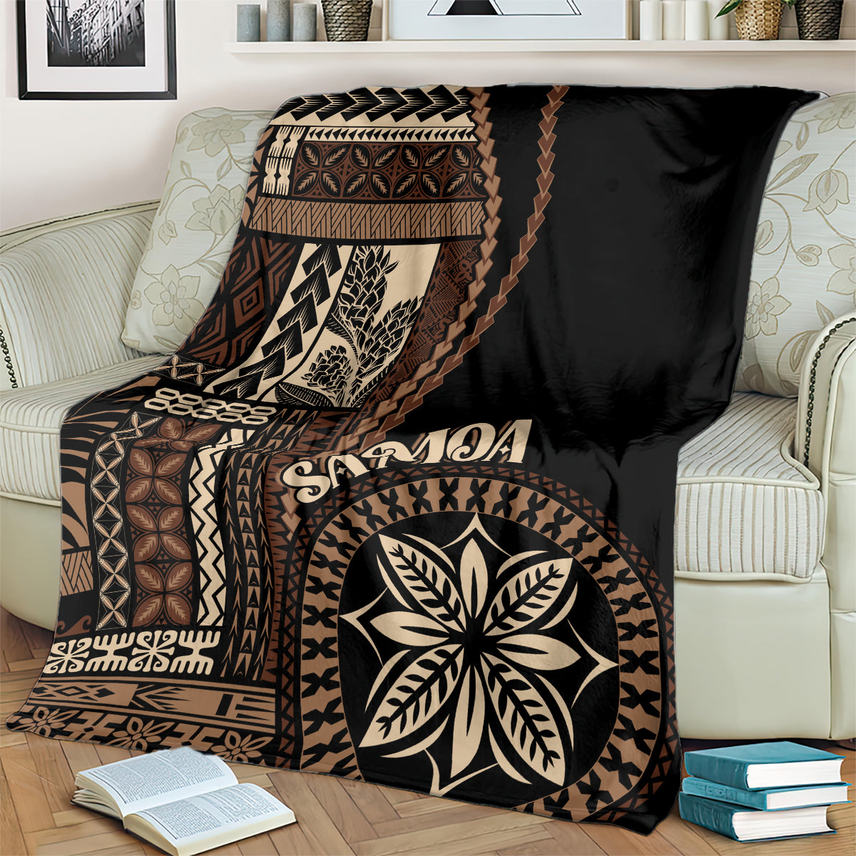 samoa-siapo-motif-blanket-classic-style-black-ver
