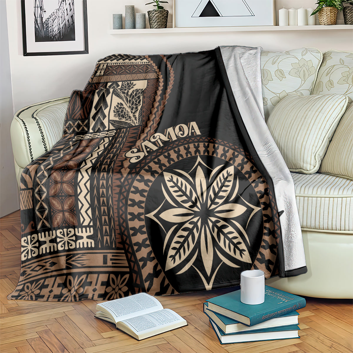 samoa-siapo-motif-blanket-classic-style-black-ver