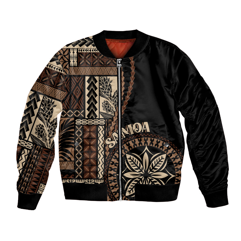 Samoa Siapo Motif Bomber Jacket Classic Style - Black Ver LT7 - Wonder Print Shop