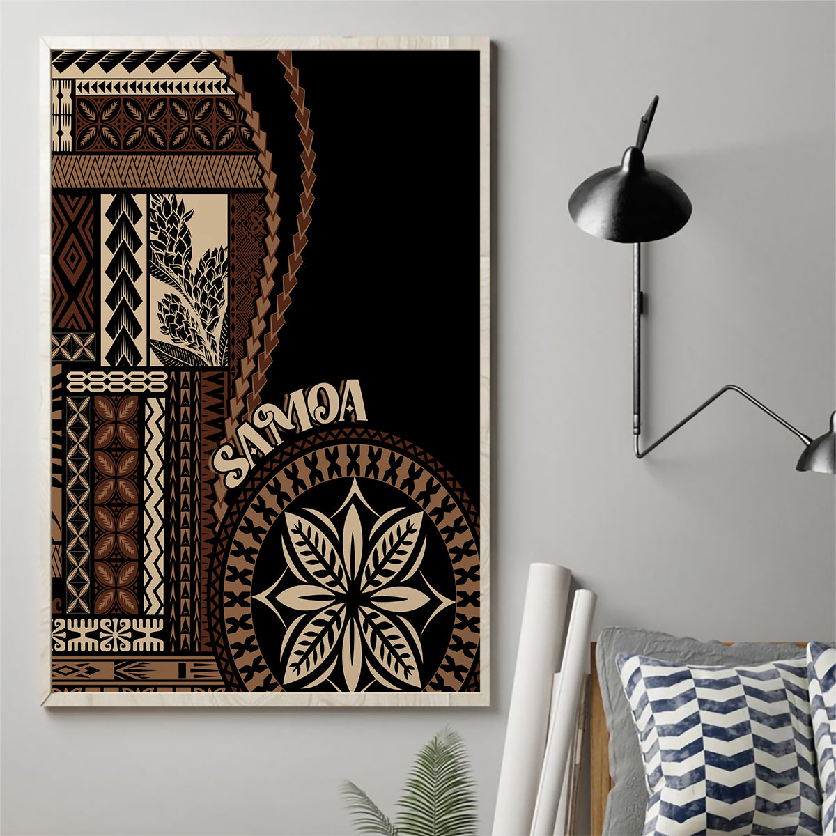 Samoa Siapo Motif Canvas Wall Art Classic Style - Black Ver LT7 - Wonder Print Shop