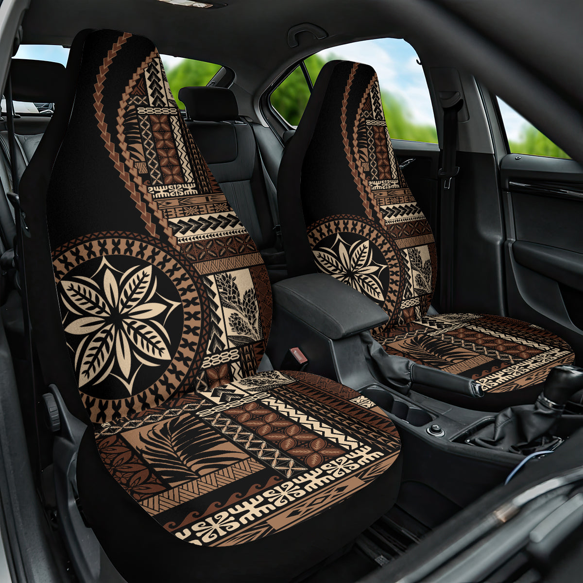 Samoa Siapo Motif Car Seat Cover Classic Style - Black Ver LT7 - Wonder Print Shop