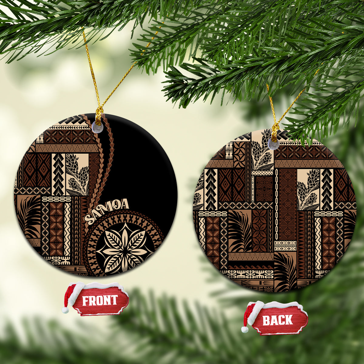 Samoa Siapo Motif Ceramic Ornament Classic Style - Black Ver LT7 - Wonder Print Shop