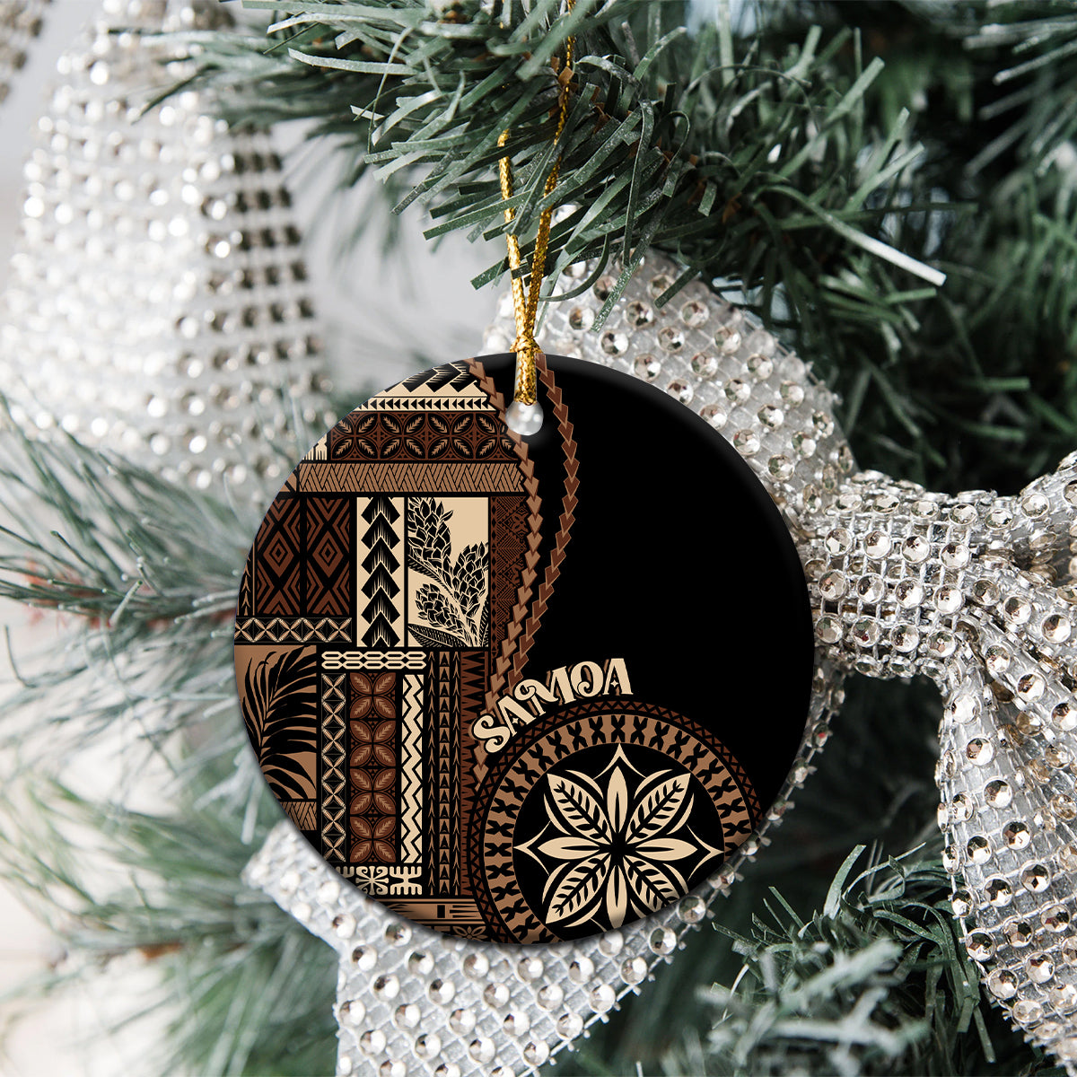 Samoa Siapo Motif Ceramic Ornament Classic Style - Black Ver LT7 - Wonder Print Shop