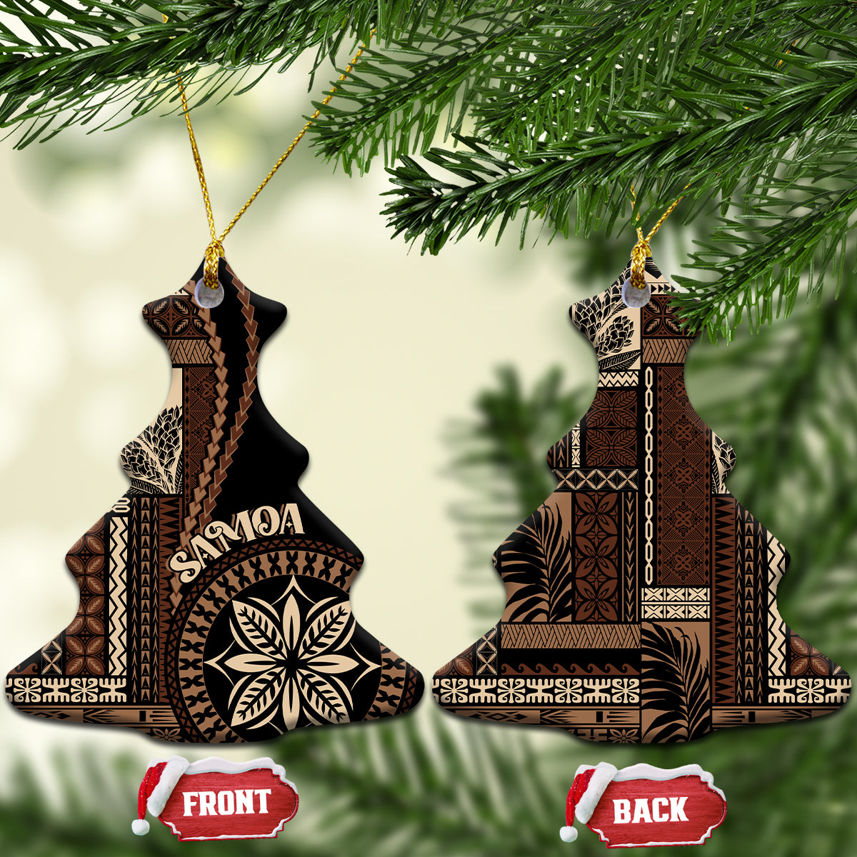 Samoa Siapo Motif Ceramic Ornament Classic Style - Black Ver LT7 - Wonder Print Shop