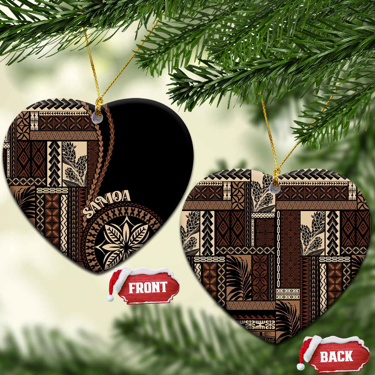 Samoa Siapo Motif Ceramic Ornament Classic Style - Black Ver LT7 - Wonder Print Shop