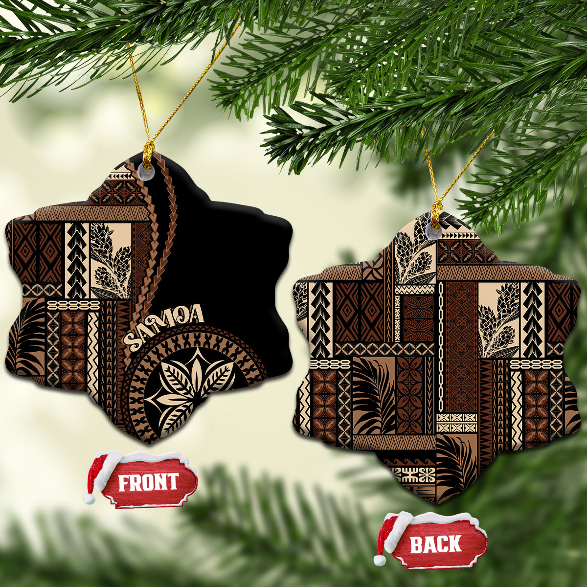 Samoa Siapo Motif Ceramic Ornament Classic Style - Black Ver LT7 - Wonder Print Shop