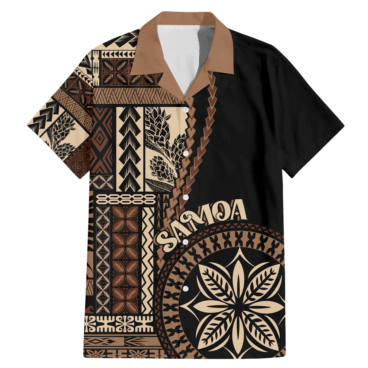 Samoa Siapo Motif Family Matching Mermaid Dress and Hawaiian Shirt Classic Style - Black Ver LT7 - Wonder Print Shop