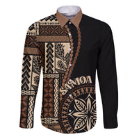 Samoa Siapo Motif Family Matching Puletasi Dress and Hawaiian Shirt Classic Style - Black Ver - Wonder Print Shop