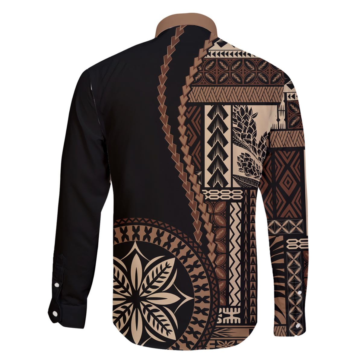 Samoa Siapo Motif Family Matching Short Sleeve Bodycon Dress and Hawaiian Shirt Classic Style - Black Ver - Wonder Print Shop