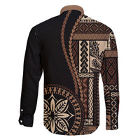 Samoa Siapo Motif Family Matching Summer Maxi Dress and Hawaiian Shirt Classic Style - Black Ver - Wonder Print Shop