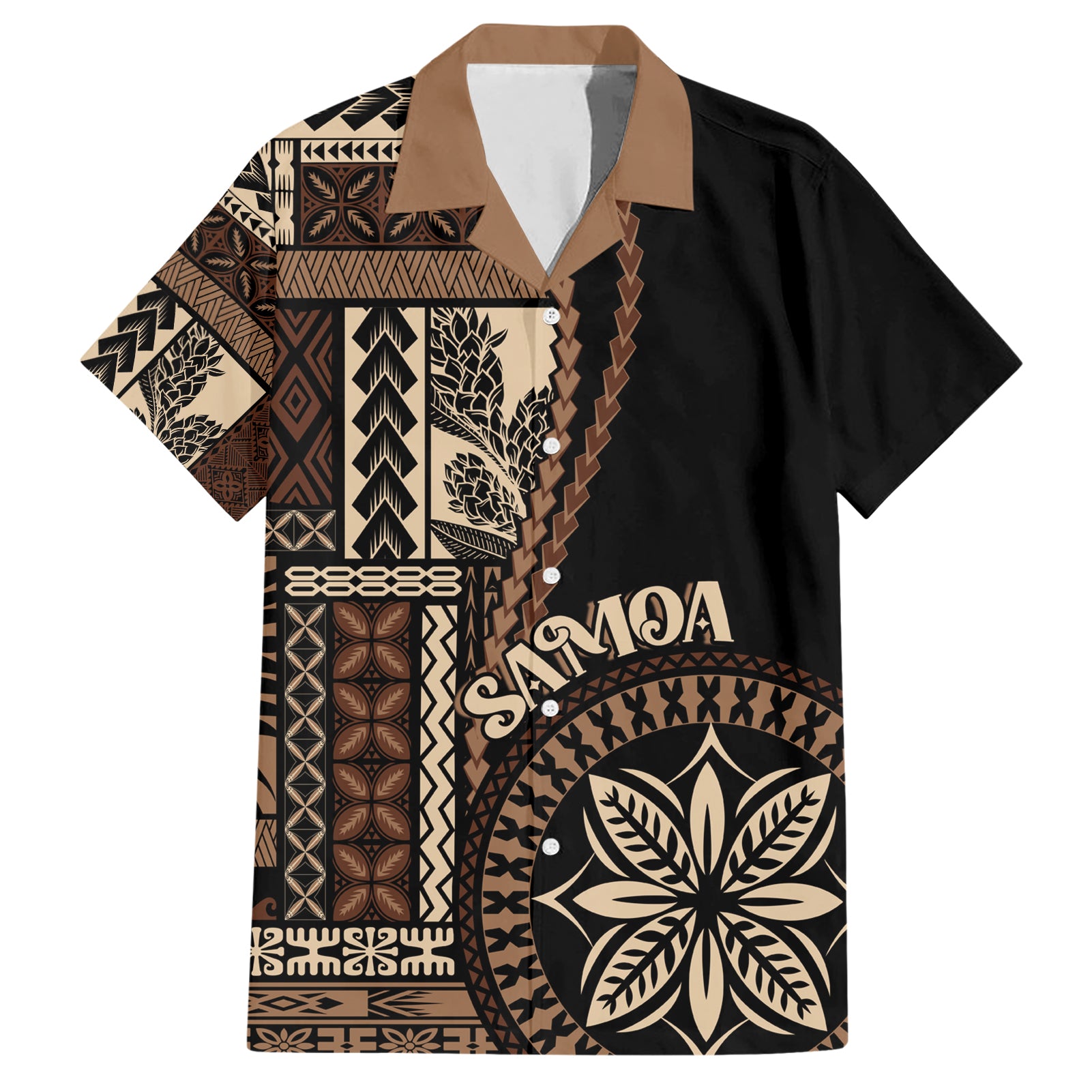 Samoa Siapo Motif Hawaiian Shirt Classic Style - Black Ver - Wonder Print Shop
