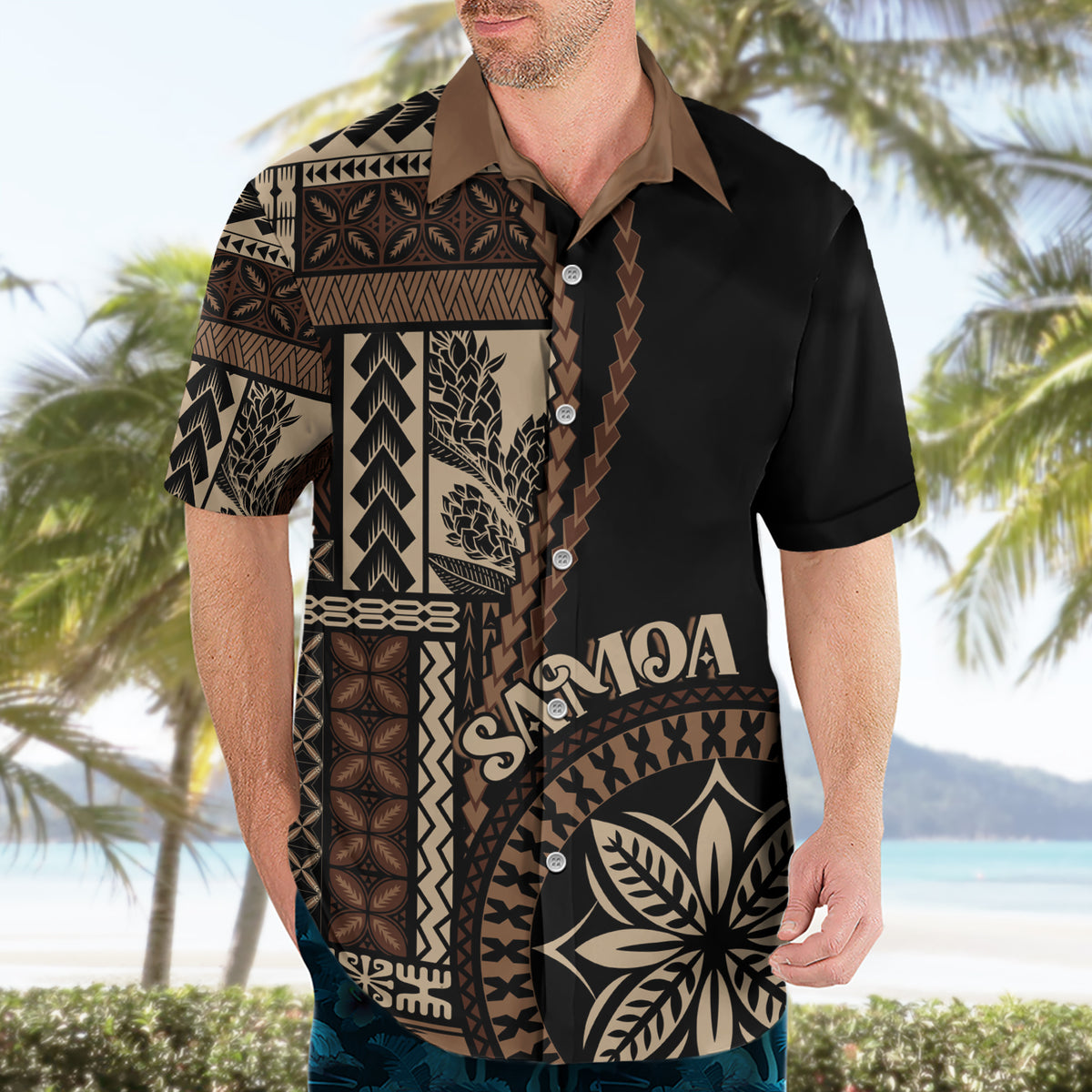 Samoa Siapo Motif Hawaiian Shirt Classic Style - Black Ver - Wonder Print Shop