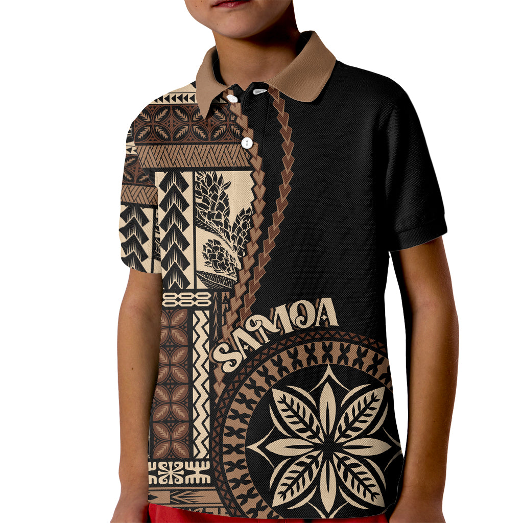 Samoa Siapo Motif Kid Polo Shirt Classic Style - Black Ver - Wonder Print Shop