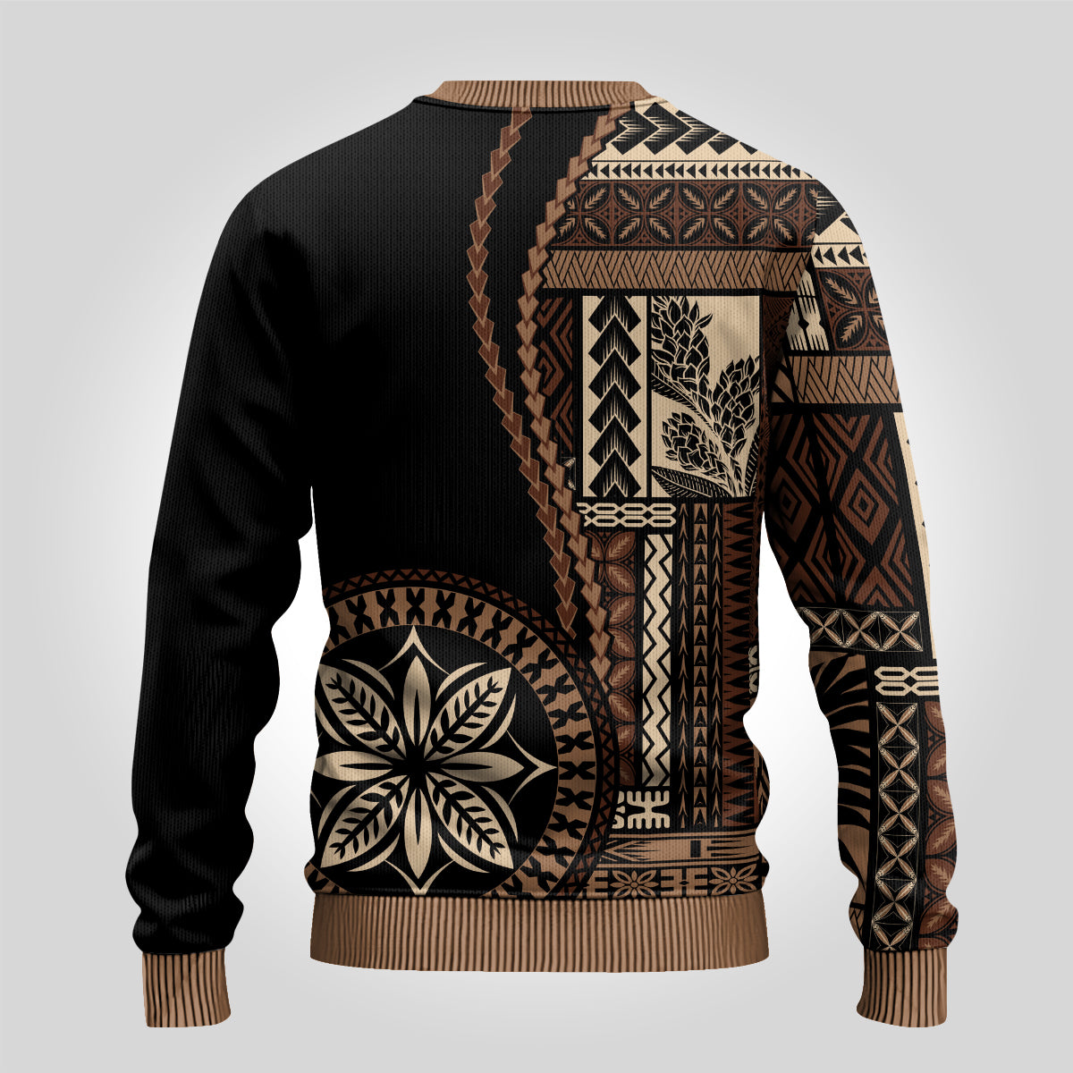 Samoa Siapo Motif Ugly Christmas Sweater Classic Style - Black Ver - Wonder Print Shop