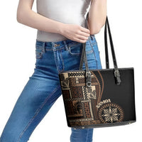 Samoa Siapo Motif Leather Tote Bag Classic Style - Black Ver - Wonder Print Shop