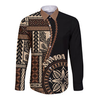 Samoa Siapo Motif Long Sleeve Button Shirt Classic Style - Black Ver - Wonder Print Shop
