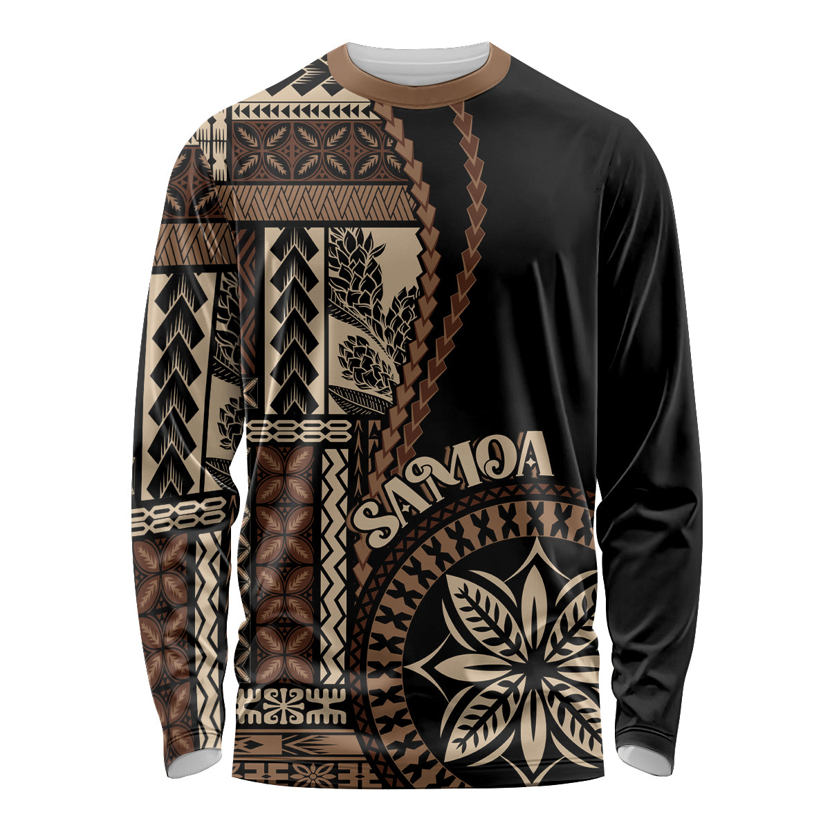 Samoa Siapo Motif Long Sleeve Shirt Classic Style - Black Ver - Wonder Print Shop