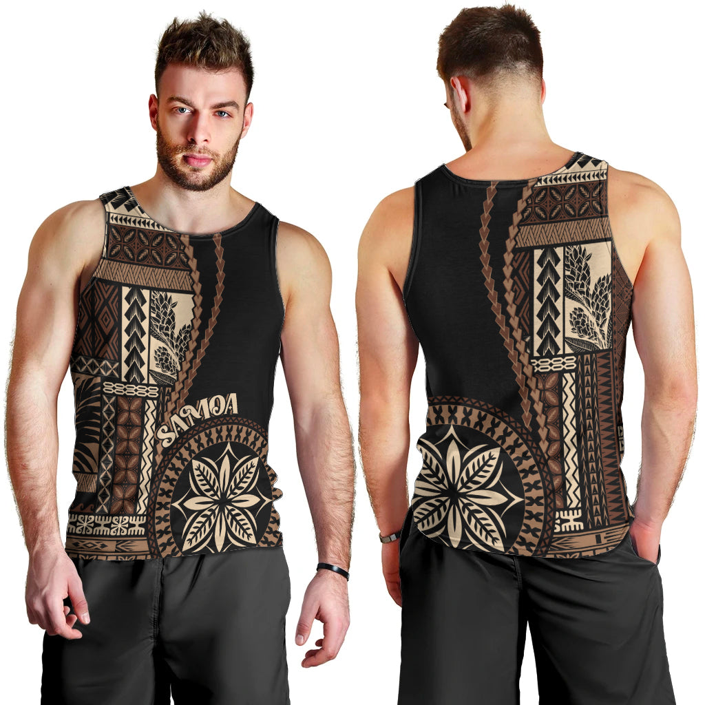 Samoa Siapo Motif Men Tank Top Classic Style - Black Ver - Wonder Print Shop
