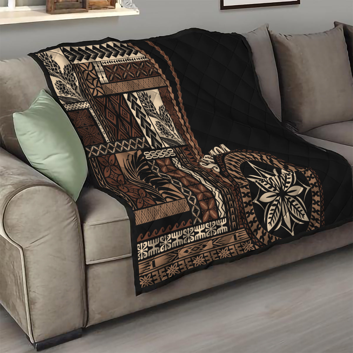 Samoa Siapo Motif Quilt Classic Style - Black Ver - Wonder Print Shop