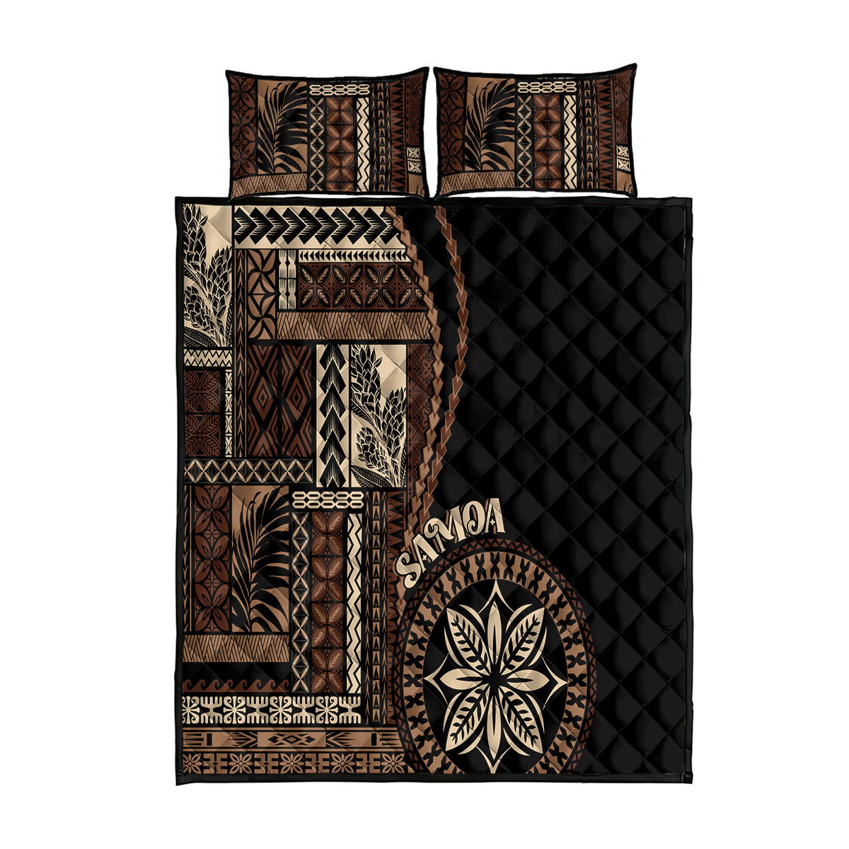 Samoa Siapo Motif Quilt Bed Set Classic Style - Black Ver - Wonder Print Shop