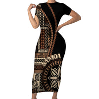 Samoa Siapo Motif Short Sleeve Bodycon Dress Classic Style - Black Ver - Wonder Print Shop