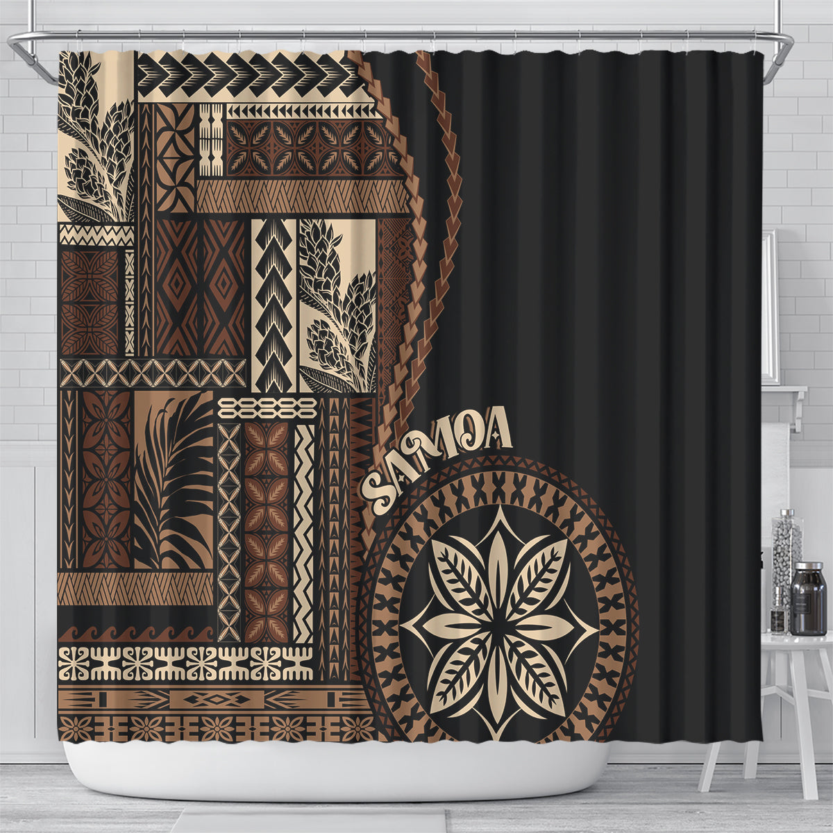 samoa-siapo-motif-shower-curtain-classic-style-black-ver
