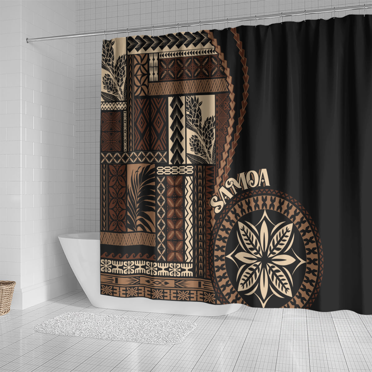 samoa-siapo-motif-shower-curtain-classic-style-black-ver