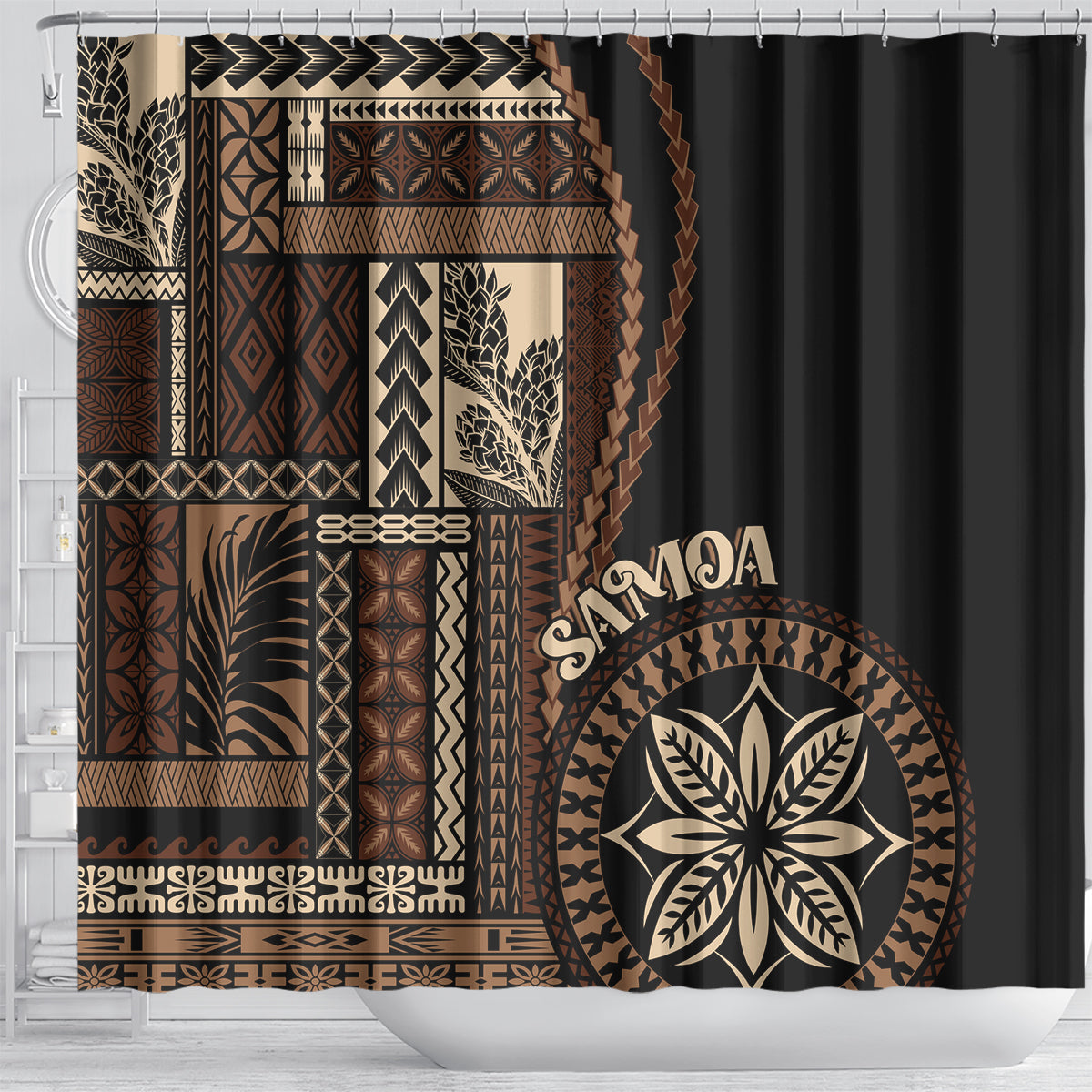samoa-siapo-motif-shower-curtain-classic-style-black-ver