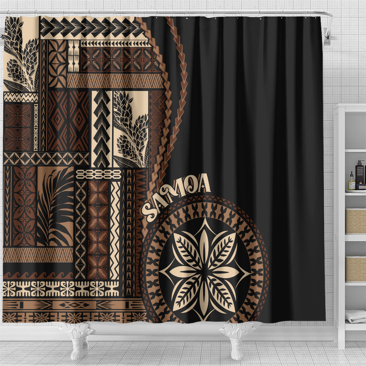 samoa-siapo-motif-shower-curtain-classic-style-black-ver