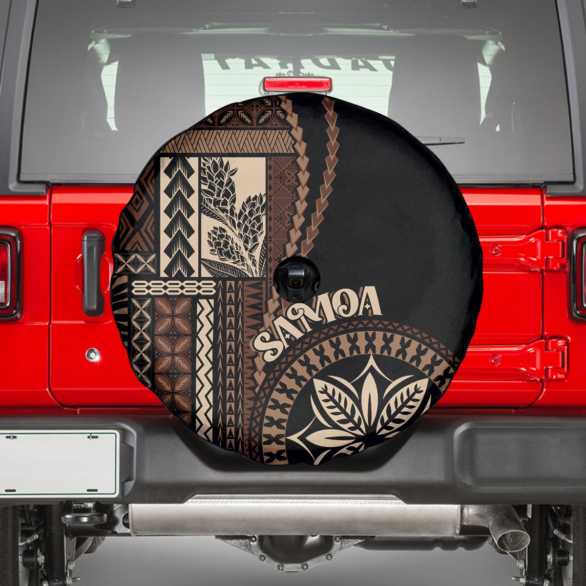 Samoa Siapo Motif Spare Tire Cover Classic Style - Black Ver - Wonder Print Shop