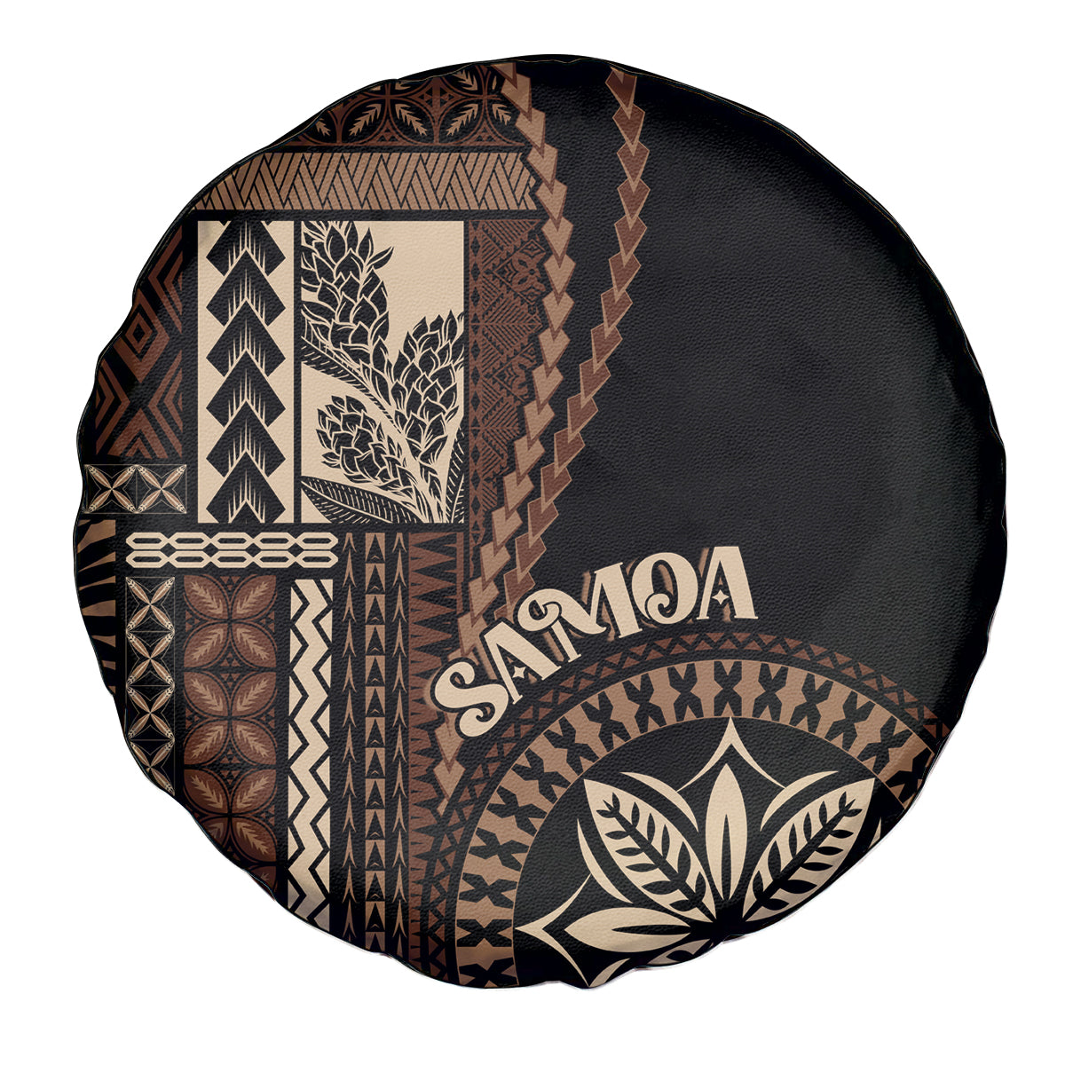 Samoa Siapo Motif Spare Tire Cover Classic Style - Black Ver - Wonder Print Shop