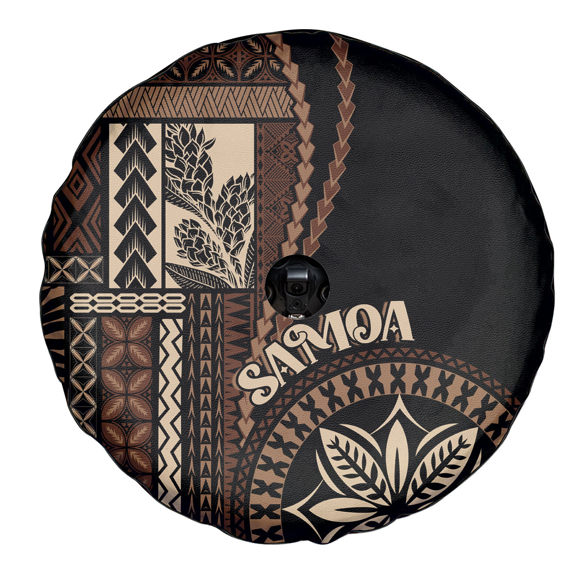 Samoa Siapo Motif Spare Tire Cover Classic Style - Black Ver - Wonder Print Shop