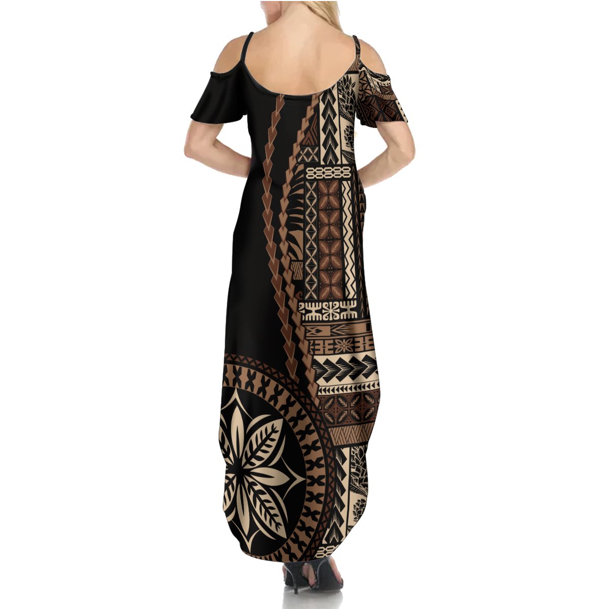 Samoa Siapo Motif Summer Maxi Dress Classic Style - Black Ver - Wonder Print Shop