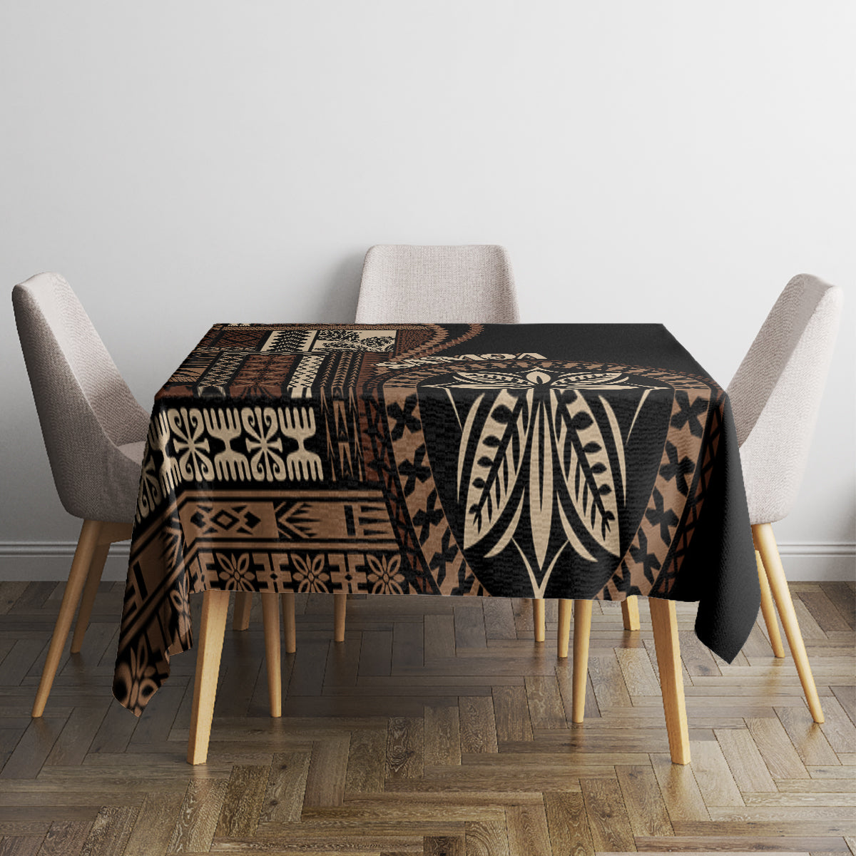Samoa Siapo Motif Tablecloth Classic Style - Black Ver - Wonder Print Shop