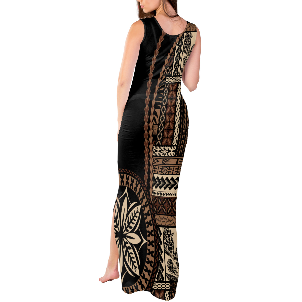 Samoa Siapo Motif Tank Maxi Dress Classic Style - Black Ver - Wonder Print Shop