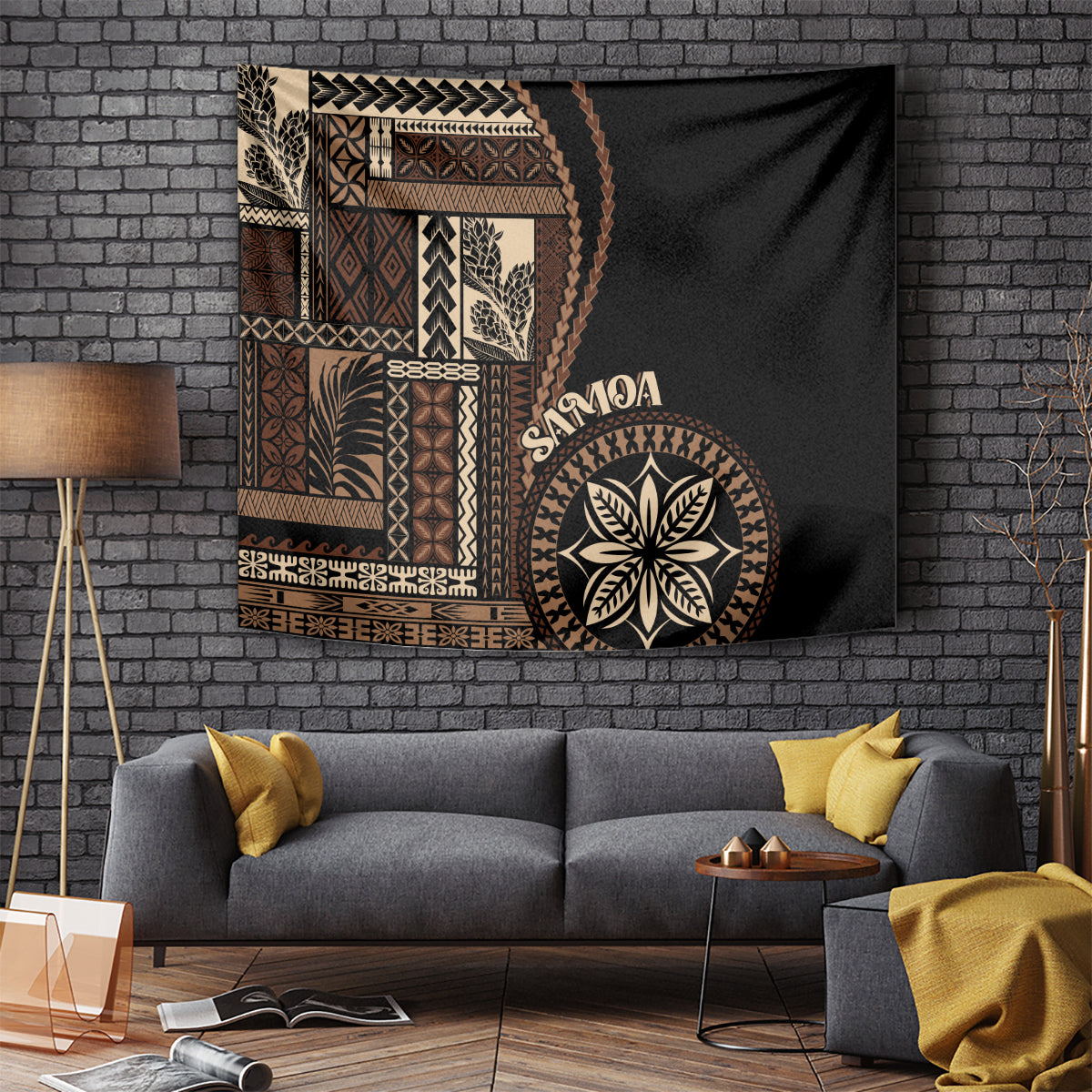 Samoa Siapo Motif Tapestry Classic Style - Black Ver - Wonder Print Shop