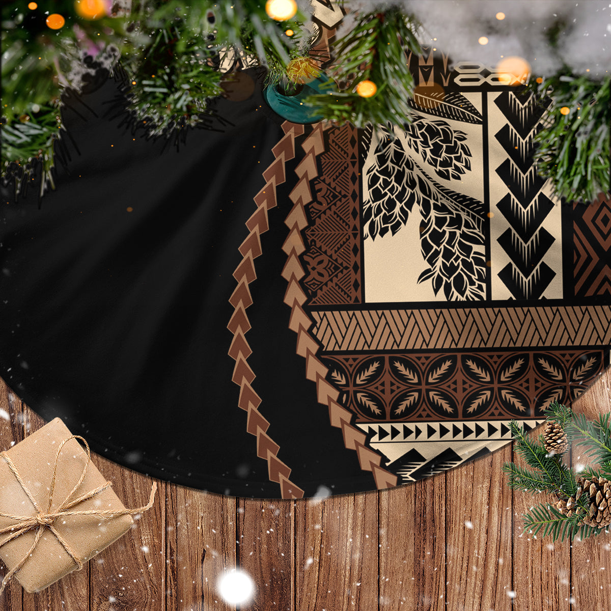 Samoa Siapo Motif Tree Skirt Classic Style - Black Ver - Wonder Print Shop