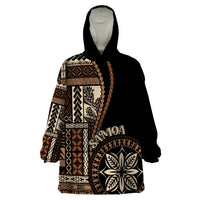 Samoa Siapo Motif Wearable Blanket Hoodie Classic Style - Black Ver - Wonder Print Shop