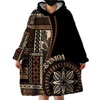 Samoa Siapo Motif Wearable Blanket Hoodie Classic Style - Black Ver - Wonder Print Shop
