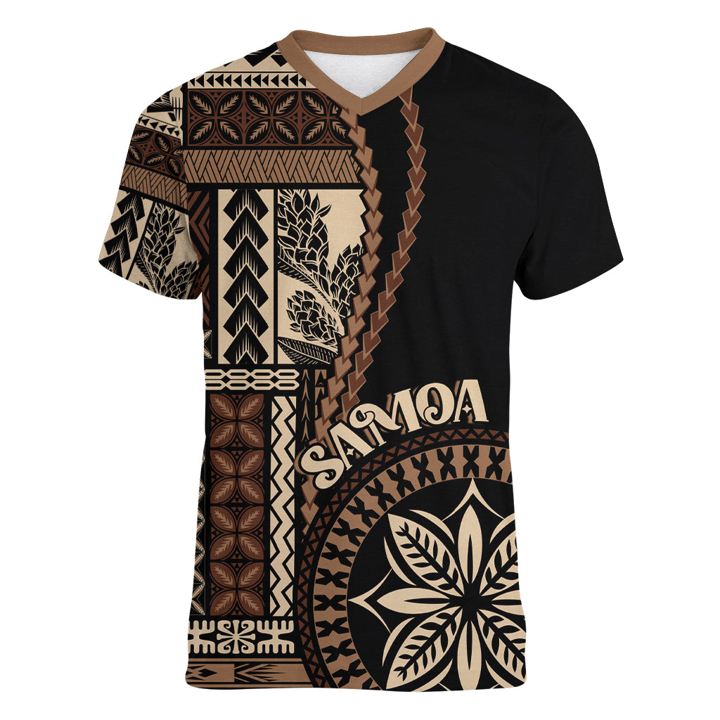 Samoa Siapo Motif Women V Neck T Shirt Classic Style - Black Ver - Wonder Print Shop