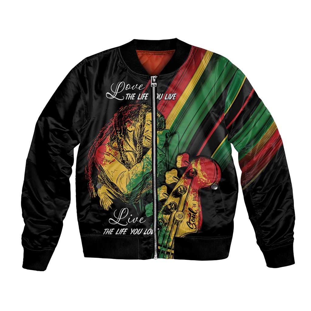 Personalised Reggae Bomber Jacket Live The Way You Love LT7 - Wonder Print Shop