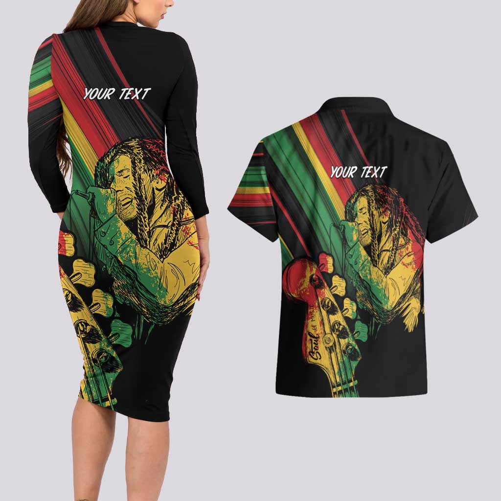 Personalised Reggae Couples Matching Long Sleeve Bodycon Dress and Hawaiian Shirt Live The Way You Love LT7 - Wonder Print Shop