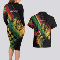 Personalised Reggae Couples Matching Long Sleeve Bodycon Dress and Hawaiian Shirt Live The Way You Love LT7 - Wonder Print Shop