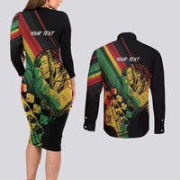 Personalised Reggae Couples Matching Long Sleeve Bodycon Dress and Long Sleeve Button Shirt Live The Way You Love LT7 - Wonder Print Shop