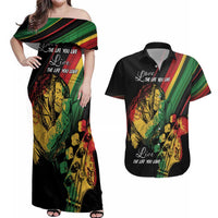 Personalised Reggae Couples Matching Off Shoulder Maxi Dress and Hawaiian Shirt Live The Way You Love LT7 - Wonder Print Shop