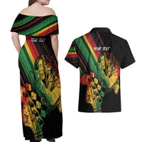 Personalised Reggae Couples Matching Off Shoulder Maxi Dress and Hawaiian Shirt Live The Way You Love LT7 - Wonder Print Shop