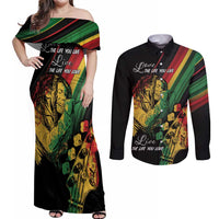 Personalised Reggae Couples Matching Off Shoulder Maxi Dress and Long Sleeve Button Shirt Live The Way You Love LT7 - Wonder Print Shop