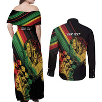 Personalised Reggae Couples Matching Off Shoulder Maxi Dress and Long Sleeve Button Shirt Live The Way You Love LT7 - Wonder Print Shop
