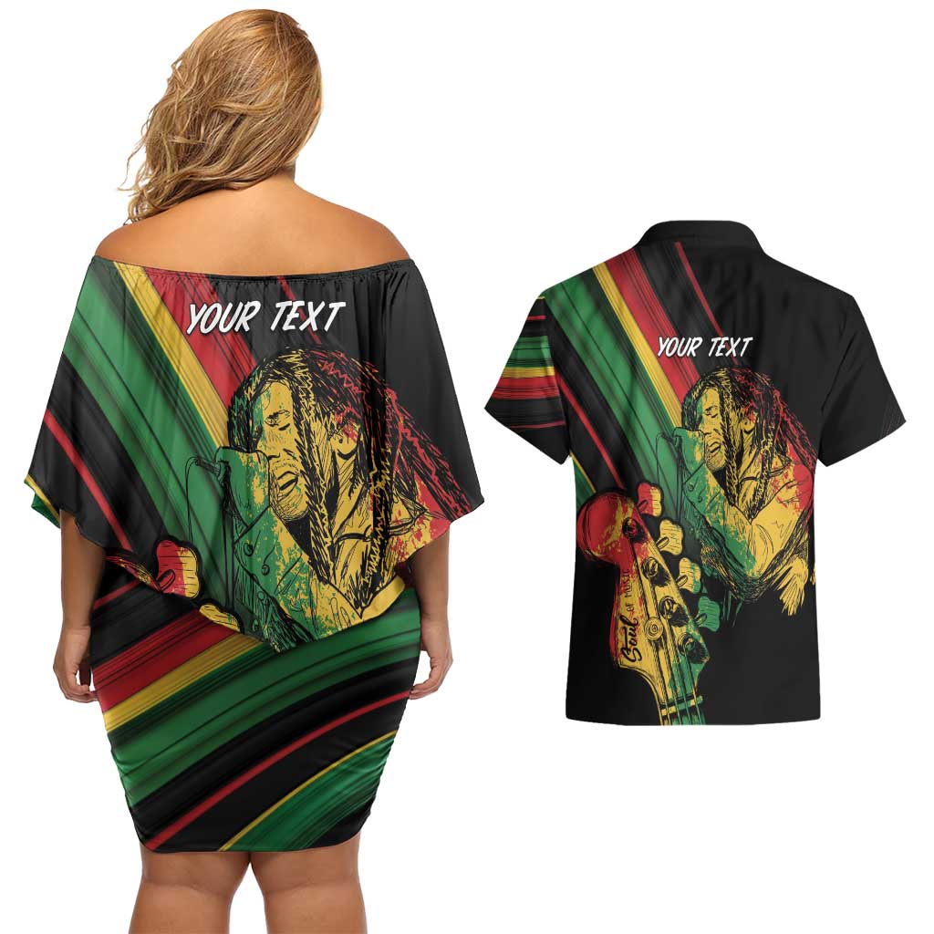 Personalised Reggae Couples Matching Off Shoulder Short Dress and Hawaiian Shirt Live The Way You Love LT7 - Wonder Print Shop