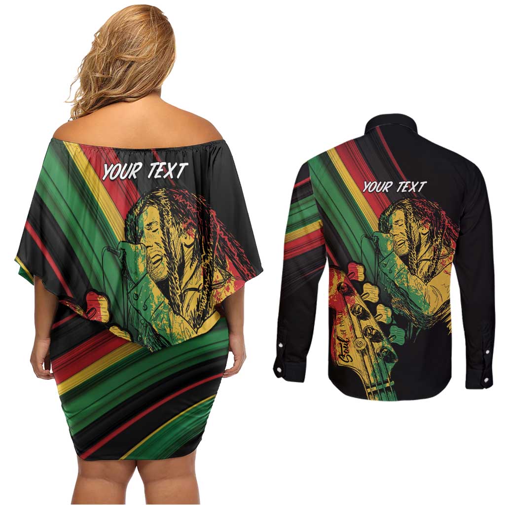 Personalised Reggae Couples Matching Off Shoulder Short Dress and Long Sleeve Button Shirt Live The Way You Love LT7 - Wonder Print Shop